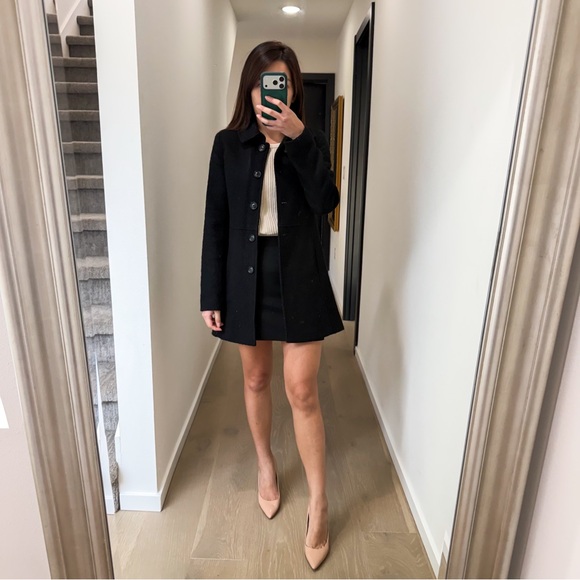💕SOLD💕Aritzia Talula Black Button-Up Coat Wool Blend XXS Preppy Mod Retro - Picture 2 of 4